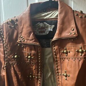 Vintage Harley Davidson studded Embroidered Genuine Leather riding jacket small